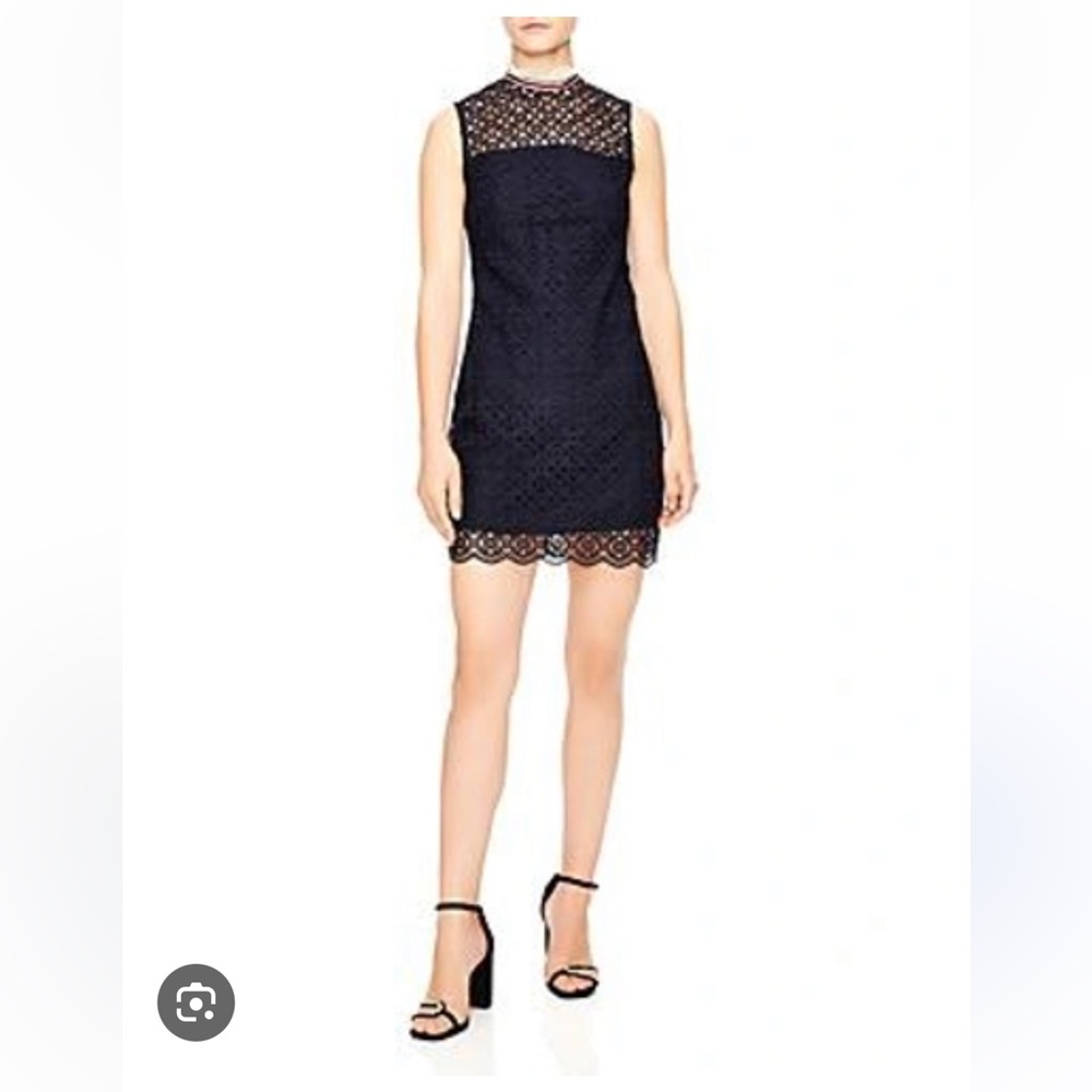 Sandro Dovera Lace Mini Dress In Navy Blue Size 40/6 NWT
